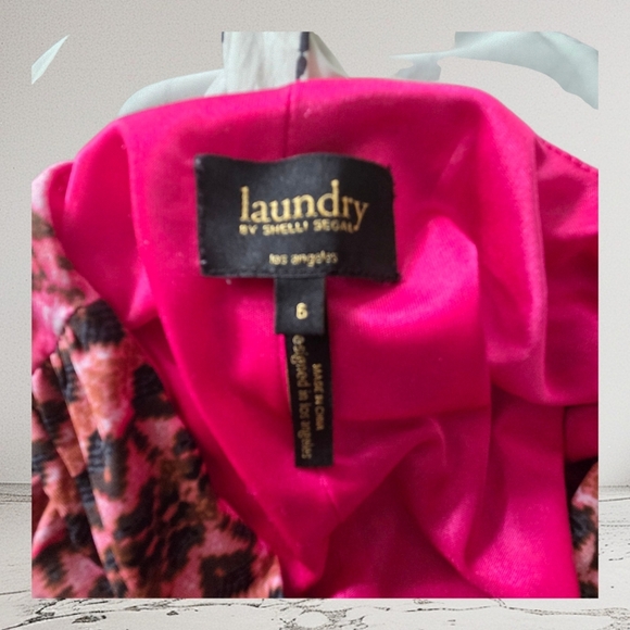 Laundry By Shelli Segal Pink Snakeskin Print Faux Wrap Dress Size 6 - Picture 5 of 6